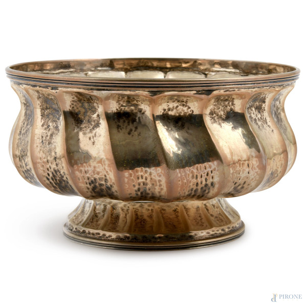 Alzata centrotavola in argento 800/000 puzone 469VI argentiere Adinolfi&Marchetto, cm 11,5x20, peso gr 490
