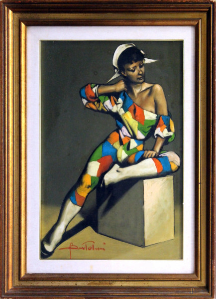 Bertolini, Arlecchino, olio su tela, cm 70 x 50, entro cornice. - Asta  Antiquariato e Arte Moderna - Aste Pirone