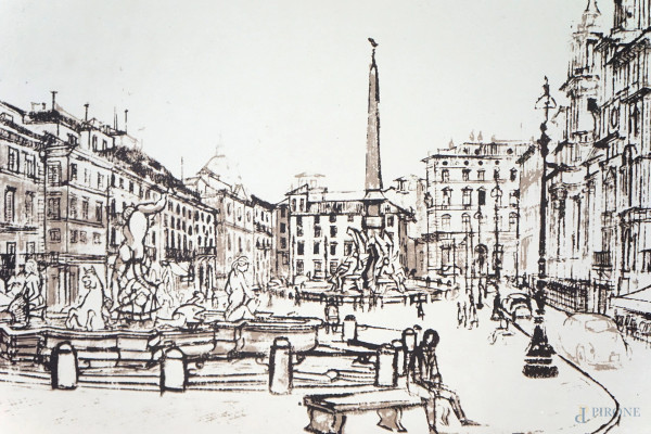 "Chiese e Piazze d'Italia di Motta", sei tavole raffiguranti scorci di piazze e monumenti di citt...