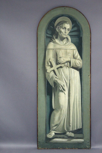 San Francesco,dipinto a grisaglia su tela 190x70 cm,XIX sec.