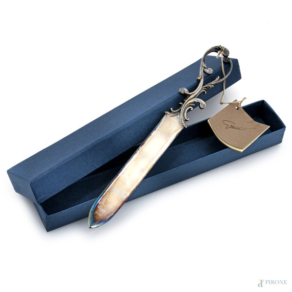 Tagliacarte in argento 800/000, lunghezza cm 25, peso gr 100