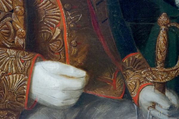 Giuseppe De Mita, Ritratto di Ufficiale, olio su tela, firmato , cm 103,5x77, firmato e datato "1...