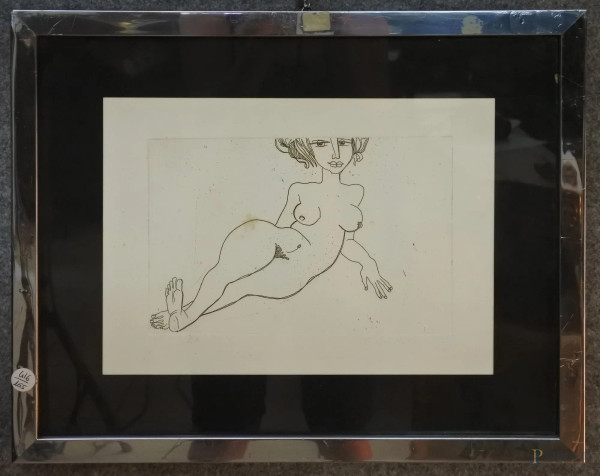 Nudo di donna, prova d&#39;autore, serigrafia 31x24 cm firmato Pandolfini