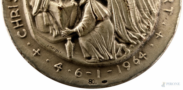 Lotto di 15 medaglie in argento dello Stato Pontificio, misura massima diametro cm 4,5, peso tota...