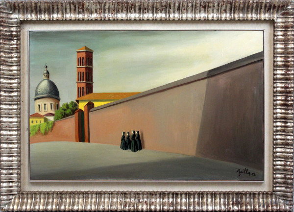 Fabio Failla - Via San Polo, olio su tela, cm 55x85, entro cornice.