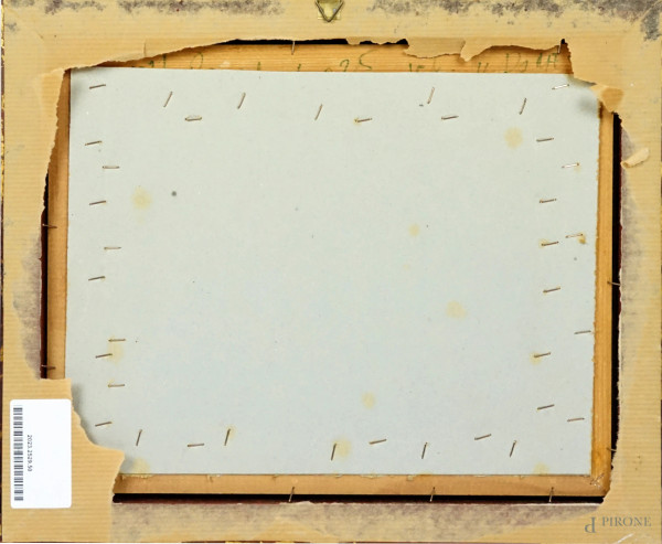 Esterno di casolare, olio su cartone, cm 21x28,XX secolo, entro cornice.