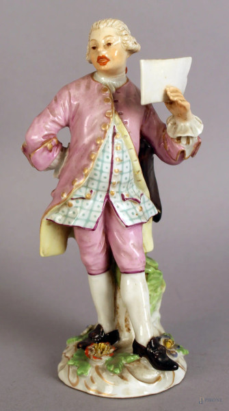 Il cantante ,scultura in porcellana Capodimonte XIX sec. H.14 cm.