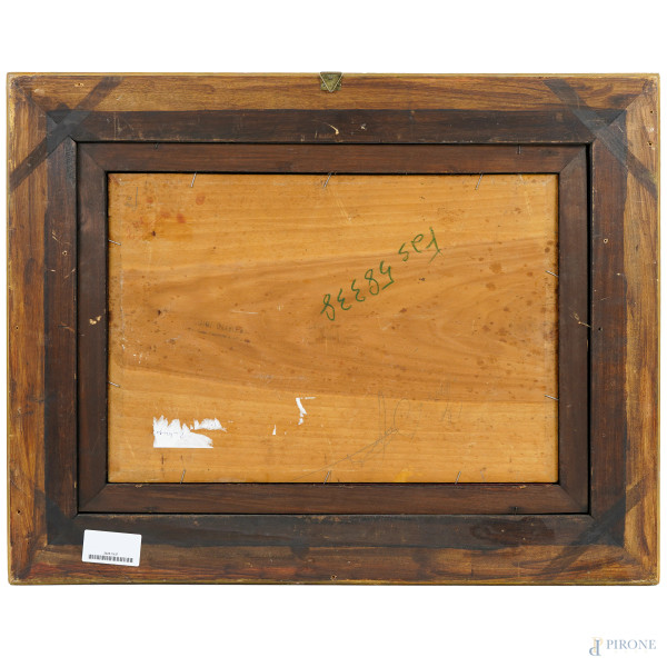 Laguna di Venezia, XIX secolo, olio su tavola, firmato, cm 31x45,2, entro cornice