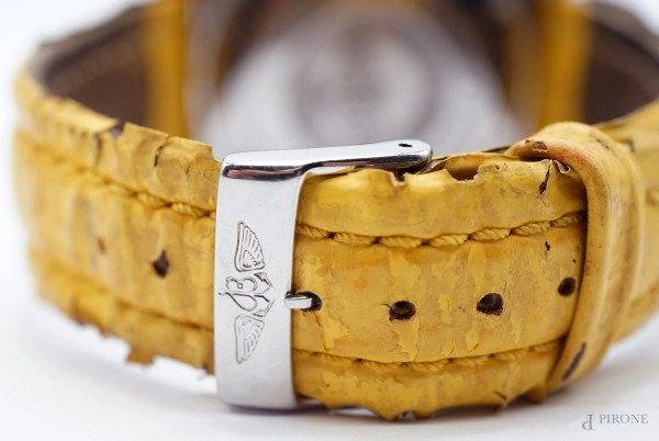 Orologio Breitling Chronomat, cinturino in pelle giallo, lunghezza cm 24,5 (difetti e meccanismo ...