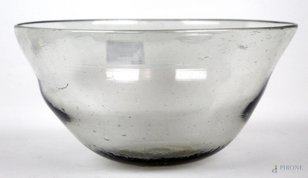 Centrotavola in vetro trasparente, lavorazione a bolle, cm 17,5x34
