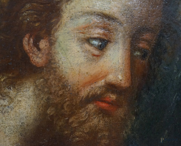 Pittore veneto del XVII secolo, L’Ultima Cena, olio su tela, cm 190x170, (difetti)