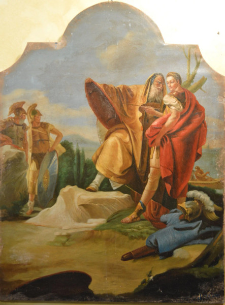 Scena romana, olio su tela di linea sagomata 