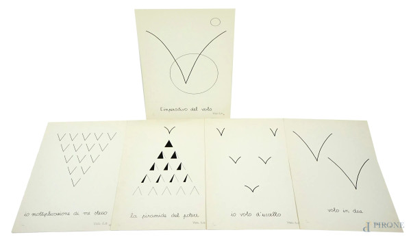 Vitaldo Conte - Impronte eolovisuali, cinque litografie parapittoriche, Roma 1981, cm 50x35, con presentazione di C. Belloli