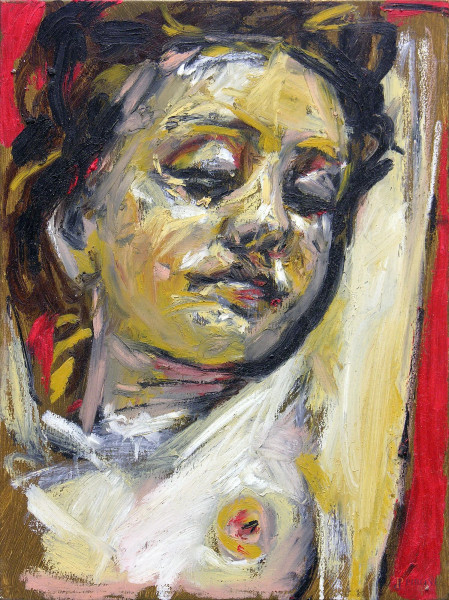 Cristiano Quagliozzi, Figura femminile, olio e acrilico su tela, cm 30x40 firma, anno e titolo sul retro