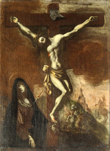 Crocefissione con Maria Addolorata, olio su tela, XVII sec., cm 45 x 35.