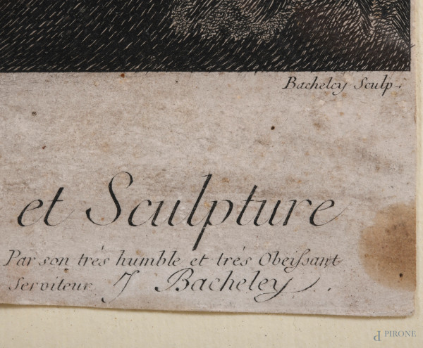 Jacques Bacheley (1712-1781), "Tempete dans la Mer du Nord" da Horace Vernet, acquaforte, foglio ...