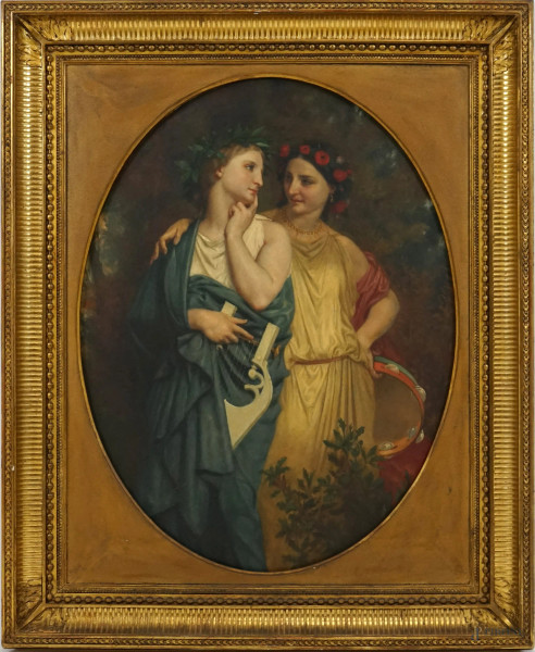 William-Adolphe Bouguereau (1825-1905), Copia da, Philomene et Prognè, olio su tela, cm 64,5x54, entro cornice