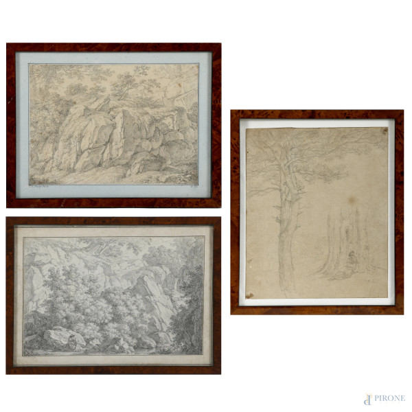 Lotto composto da tre disegni di Christoph Heinrich Kniep (1755 – 1825)