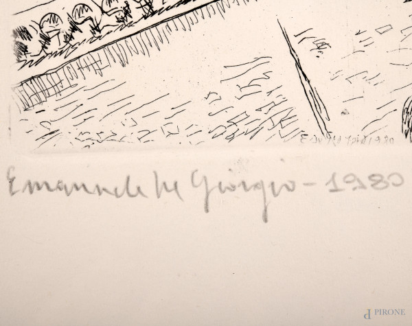 Emmanuele de Giorgis, Sei incisioni a soggetto pugliese entro unica cornice, XX secolo, misure to...