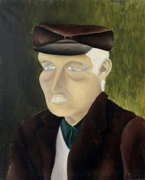 Ritratto di anziano, olio su tela, cm. 50x40, XX secolo