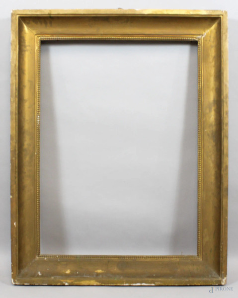Cornice a cassettone in legno dorato, misure ingombro cm 115x88, misure specchio cm 93x68