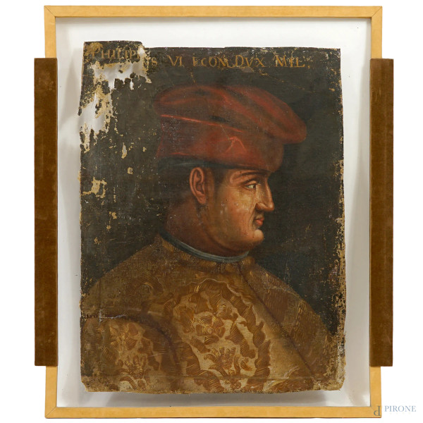 Scuola toscana del XVI-XVII secolo, Serie di otto ritratti di Uomini Illustri, olio su tela, cm 6...