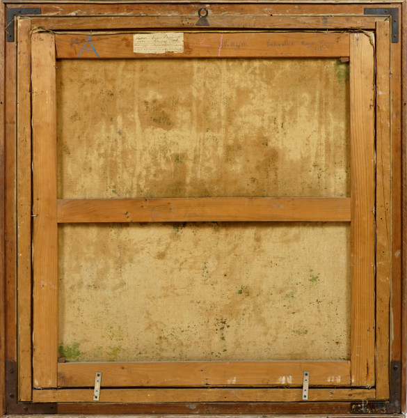 Attr. a Cesare Bertolotti (1854-1932), Bosco, olio su tela, cm 100x97,5, entro cornice