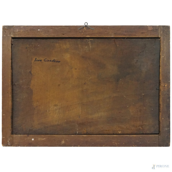 Scena biblica, olio su tavola, cm 37.5x58.5, XIX secolo, entro cornice