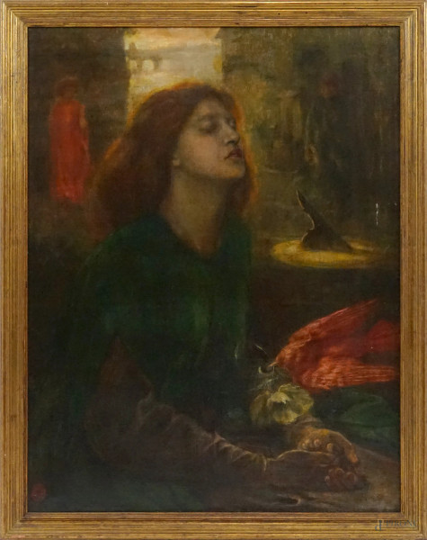 Beatrice, olio su tela, cm 87x67, siglato, entro cornice, (siglato)