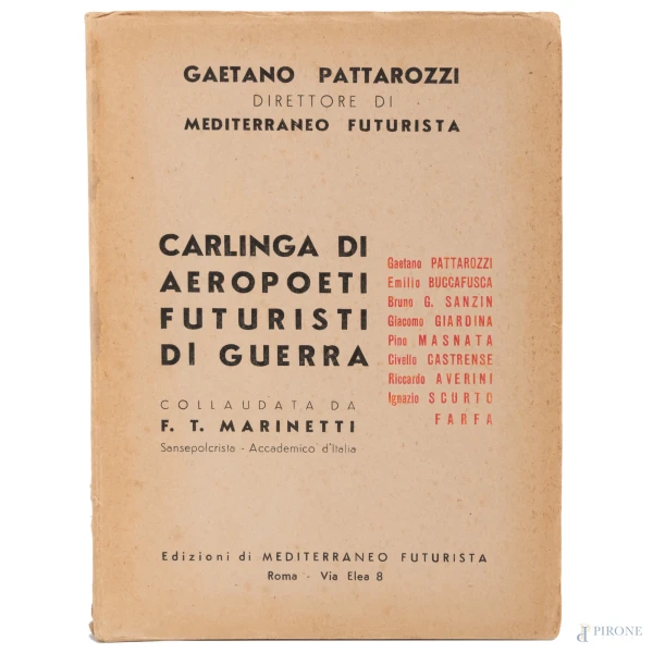 Carlinga di Aeropoeti futuristi di guerra, Roma [1941], (segni di usura, rotture, difetti)