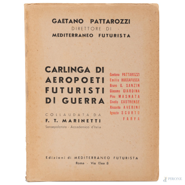 Carlinga di Aeropoeti futuristi di guerra, Roma [1941], (segni di usura, rotture, difetti)