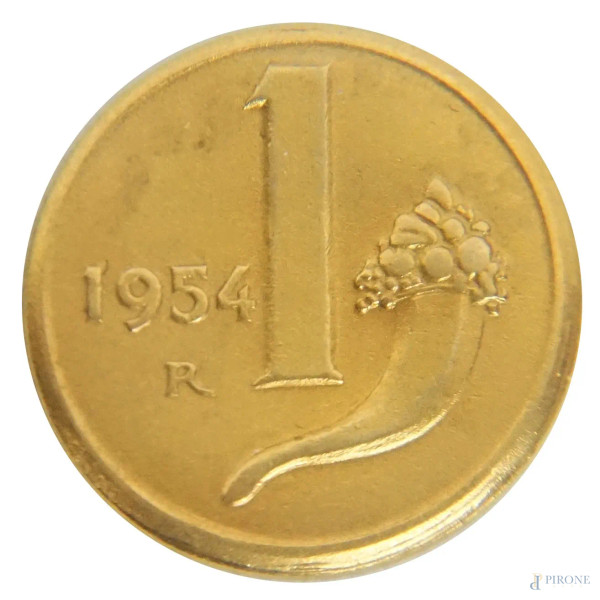 Una lira in oro, anno 1954, peso gr.2,1