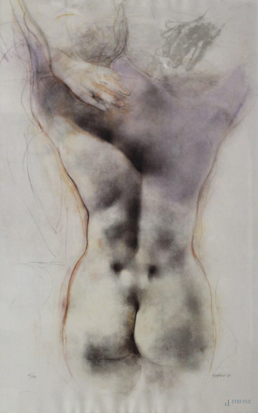 Renzo Vespignani - Nudo femminile, litografia 66/180, entro cornice 63x99 cm