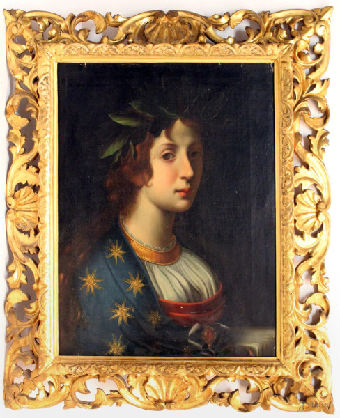 Giovane nobile francese, olio su tela 43 x 55 cm, XVIII sec., entro cornice