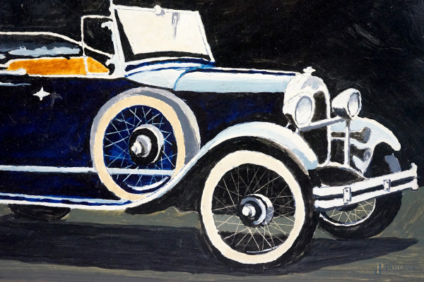 Ford model a Roadster anno 1927, olio su compensato, XX secolo, cm 24x32