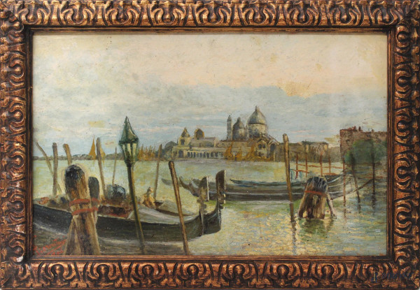 Venezia, olio su tavola, cm 25 x 40, firmato Fiorentini &#39;16.