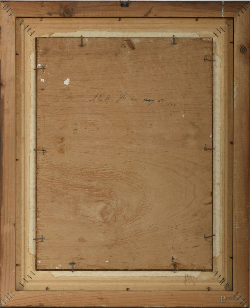 Norberto Proietti (Spello, 1927 – Spello, 2009), Piedi e Cattedrale, olio su tavola, cm 45x34 ent...