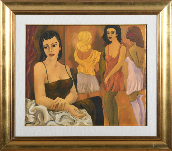 Malinconia, XX secolo, acrilico su tela, cm 59x49, firmato in basso a sinistra, entro cornice