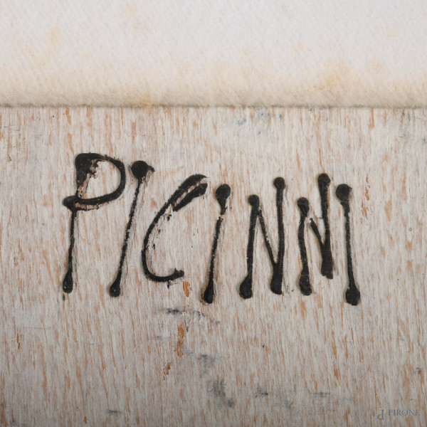 Natura morta con veliero e aragosta, olio su compensato, cm 94x67,5, firmato in alto a destra, en...