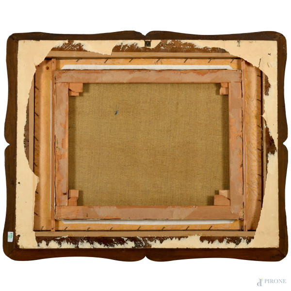 Giuseppe Cesetti (1902-1990), Cavalli, olio su tela, firmato in alto a destra, cm 40x50 entro cor...