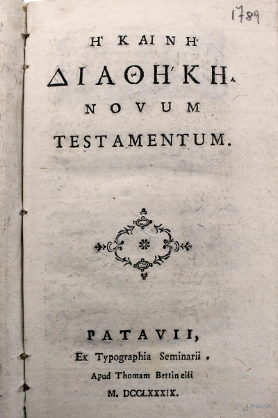 Nuovo testamento in greco, Padova, 1789