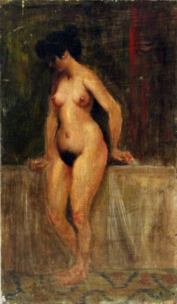 Nudo di donna, olio su tavola, cm 27x16, XIX sec.