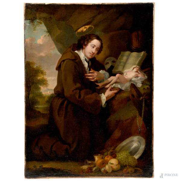 Scuola inglese del XIX secolo, Ritratto di sir Francis Dashwood (da William Hogarth, 1697-1764), olio  [..]