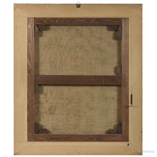 Sant'Antonio abate, XVII secolo, olio su tela, cm 74x63, entro cornice, (craquelure e lieve abras...