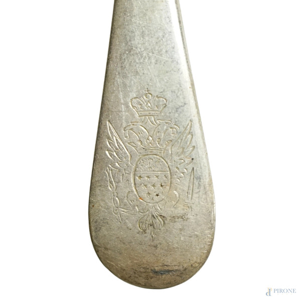 Servizio di posate in argento del XIX secolo, argentiere Giovara, peso netto gr. 5750