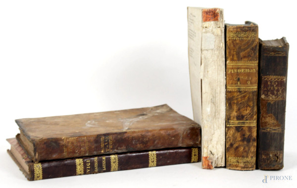 Lotto di cinque volumi del XVIII- XIX secolo