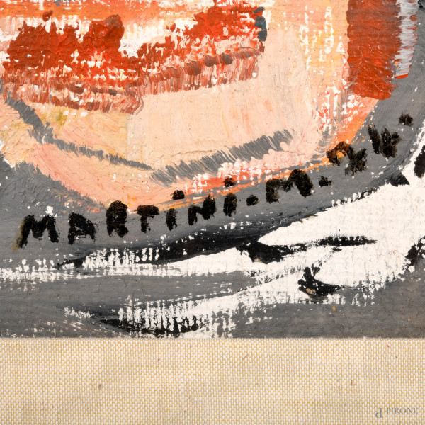 Mario Martini (1931-), Piazza del Popolo, tecnica mista su tela, cm 70x50, firmato e datato "74" ...