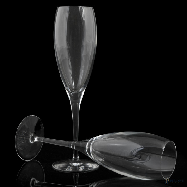 Servizio Christofle composto da ventuno bicchieri da vino e undici flutes, XX secolo, altezza mas...