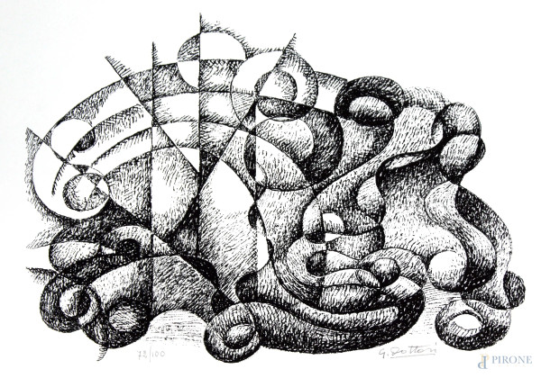 Gerardo Dottori - Senza titolo, litografia, cm 22x48, ES. 72/100