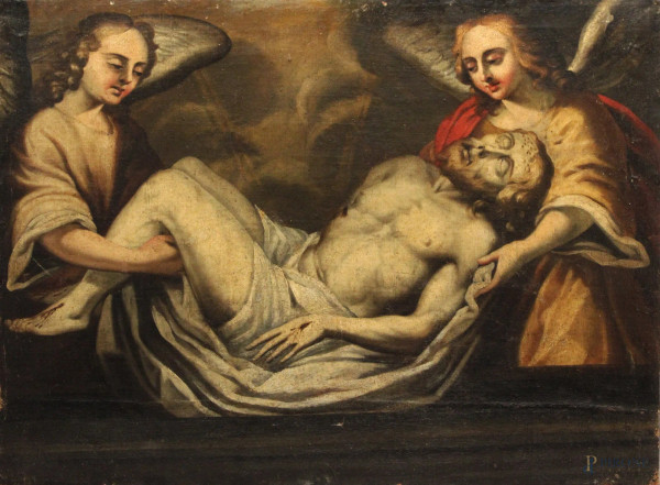 Deposizione del Cristo con Arcangeli, olio su tela, XVII sec., cm 75 x 101.
